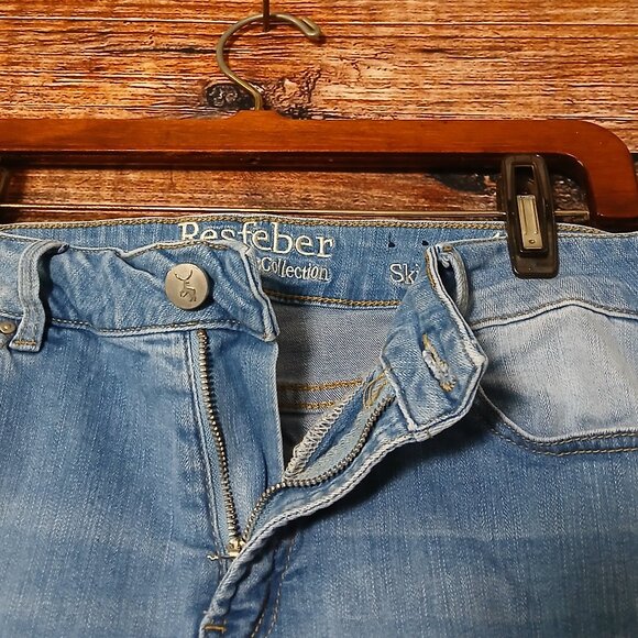 Resfeber Jeans 14 Skinny Boyfriend Cuffed Ankle Distressed Blue Denim Stretch - Picture 6 of 9